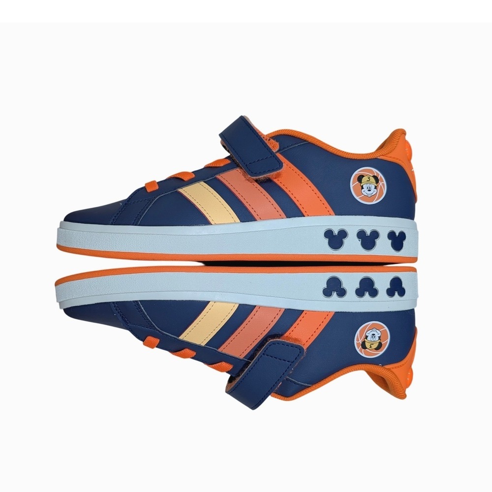 Adidas Disney Grand Court Mickey EL K Navy Orange Sneakers JS2345 Kids Size 5